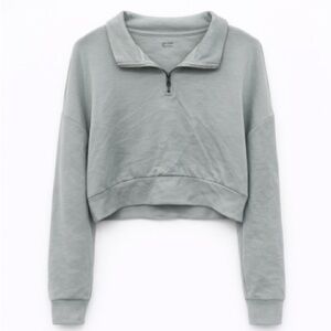 Gilly Hicks Gray Crop Top Quarter-Zip